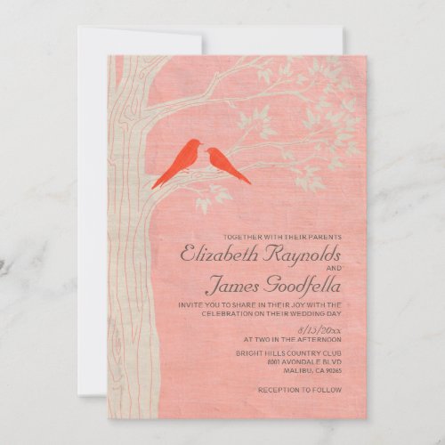 Elegant Red Birds Wedding Invitations