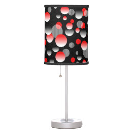 ELEGANT RED BLACK ABSTRACT BUBBLE PATTERN TABLE LAMP