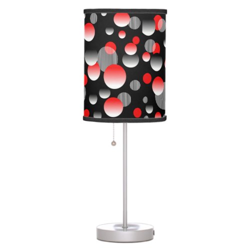 ELEGANT RED BLACK ABSTRACT BUBBLE PATTERN TABLE LAMP