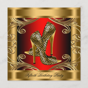 Elegant Red Black and Gold Birthday Party Invitation