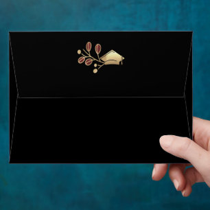 Elegant Red Black and Gold Graduation Envelope