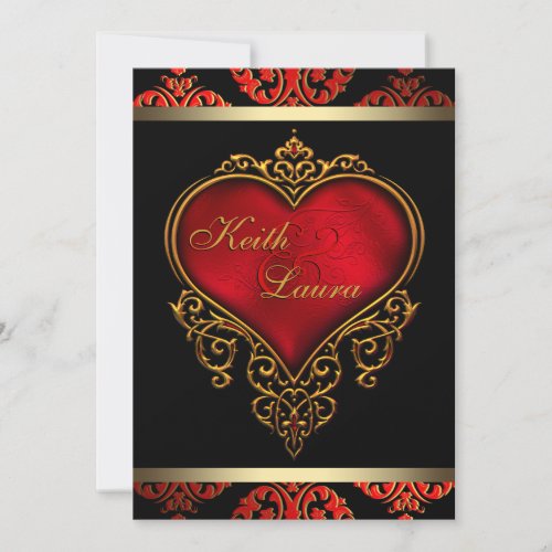 Elegant Red Black and Gold Wedding Personalized Announcements
