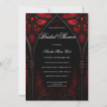 Elegant Red & Black Cathedral Gothic Bridal Shower