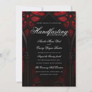 Elegant Red & Black Cathedral Gothic Handfasting Invitation