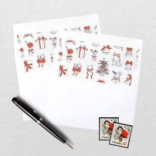 Elegant Red Black Christmas Holiday Party Envelope Liner