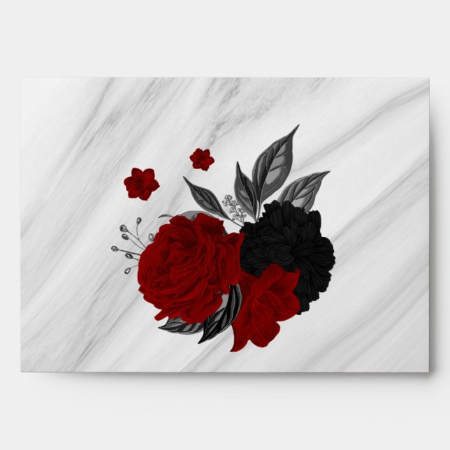 elegant red & black floral marble envelope (Front)
