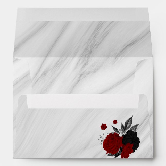 elegant red & black floral marble envelope (Back (Bottom))