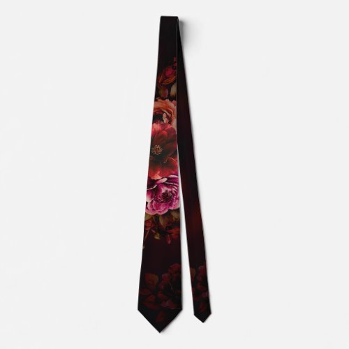 Elegant red black floral wedding  neck tie