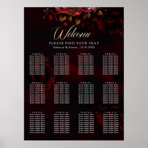 Elegant red black floral Wedding romantic gothic Poster