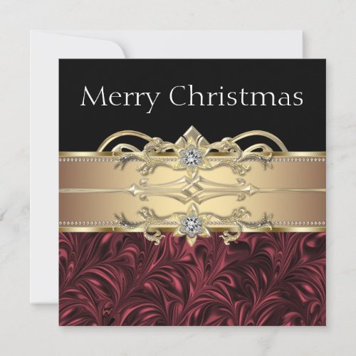 Elegant Red Black Gold Christmas Party Invite