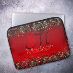 Elegant red black gold glitter monogram Laptop Sleeve<br><div class="desc">Elegant red black gold glitter monogram Laptop sleeve. Add some style to your office, desk, or personal space with a Chic and stylish custom name and monogram Laptop sleeve. Personalize it with a script name and monogram. The perfect accessory for a fashionable contemporary girl or woman. Beautiful, modern and cool...</div>