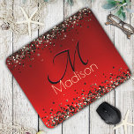 Elegant red black gold glitter monogram Mouse Pad<br><div class="desc">Elegant red black gold glitter monogram Mouse pad. Add a touch of glitter and glam to your home office or dorm with this elegant personalized mouse pad. To make it extra special, it is also monogrammed and personalized. click the "customize further" link and use the design tool to modify the...</div>