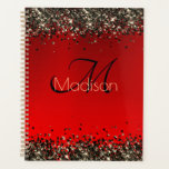 Elegant red black gold glitter monogram Planner<br><div class="desc">Chic black and red and gold glitter monogram Notebook. Cool for school, work or as a journal or diary! To make it extra special, it is also monogrammed and personalized with name or initials or any text you like, click the "customize further" link and use the design tool to modify...</div>
