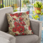 Elegant Red Black Gold Rose Flower pattern Throw Pillow<br><div class="desc">This design was created through digital art. It may be personalized by clicking the customize button and changing the color, adding a name, initials or your favorite words. Contact me at colorflowcreations@gmail.com if you with to have this design on another product. Purchase my original abstract acrylic painting for sale at...</div>