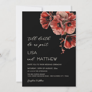 Elegant Red Black Goth Wedding Invitation