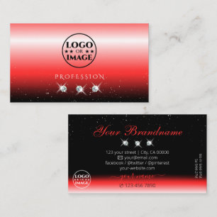 Elegant Red Black Gradient Sparkle Jewels Add Logo Business Card