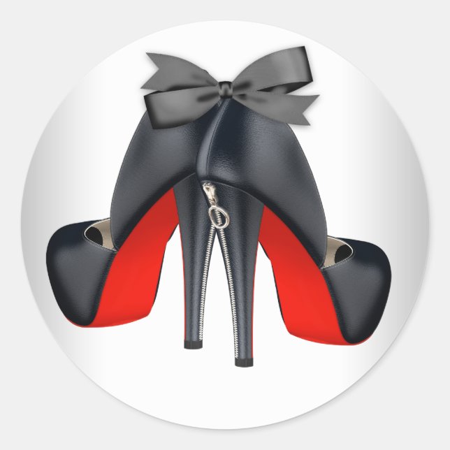 Elegant Red Black High Heel Shoe Stickers (Front)