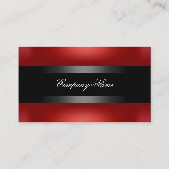 Elegant Red Black Indestructible Business Card (Front)