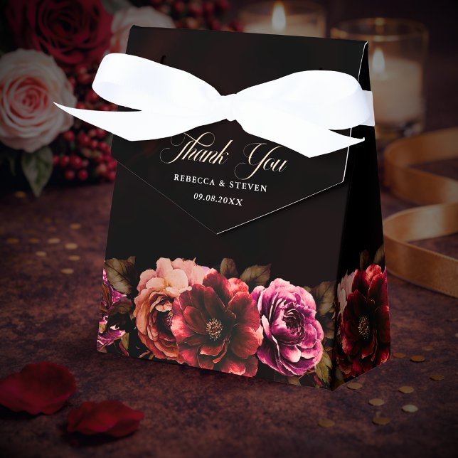 Elegant red black moody floral wedding  favor boxes (Creator Uploaded)