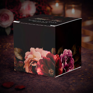 Elegant red black moody floral wedding  favor boxes