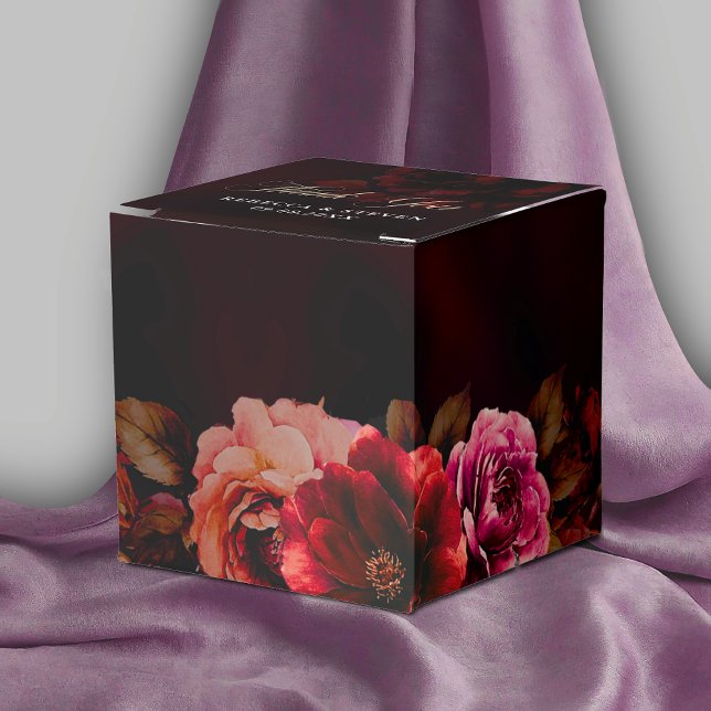 Elegant red black moody floral wedding  favor boxes (Creator Uploaded)