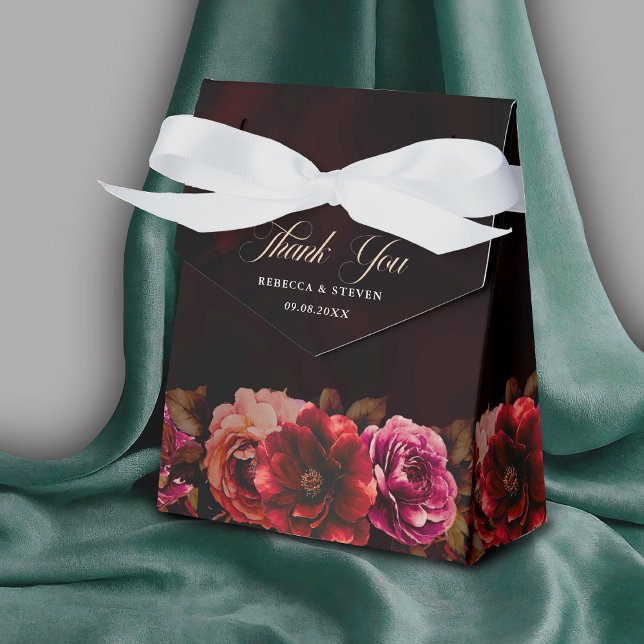 Elegant red black moody floral wedding  favor boxes (Creator Uploaded)
