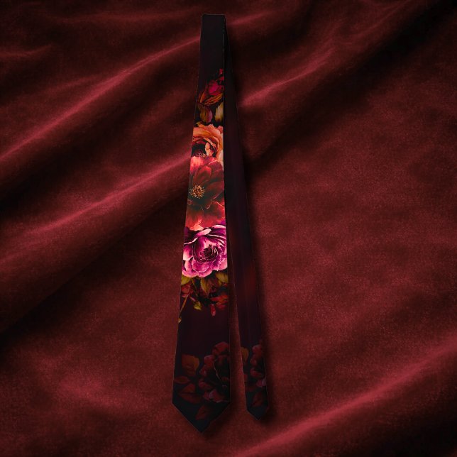 Elegant red black moody floral wedding  neck tie (Creator Uploaded)