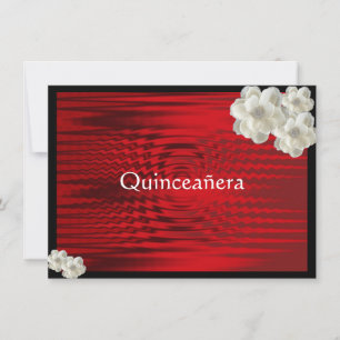 Elegant Red Black, Roses, Quinceanera Invitation