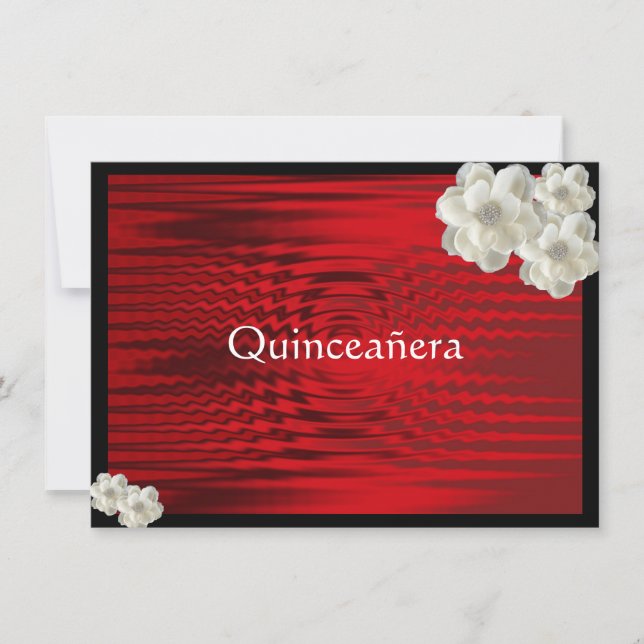 Elegant Red Black, Roses, Quinceanera Invitation (Front)