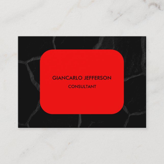 Elegant Red Black Stone Minimalist Professional Business Card (Front)