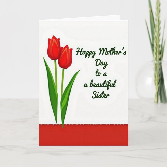 Elegant Red Blooms Mother Card (Front)