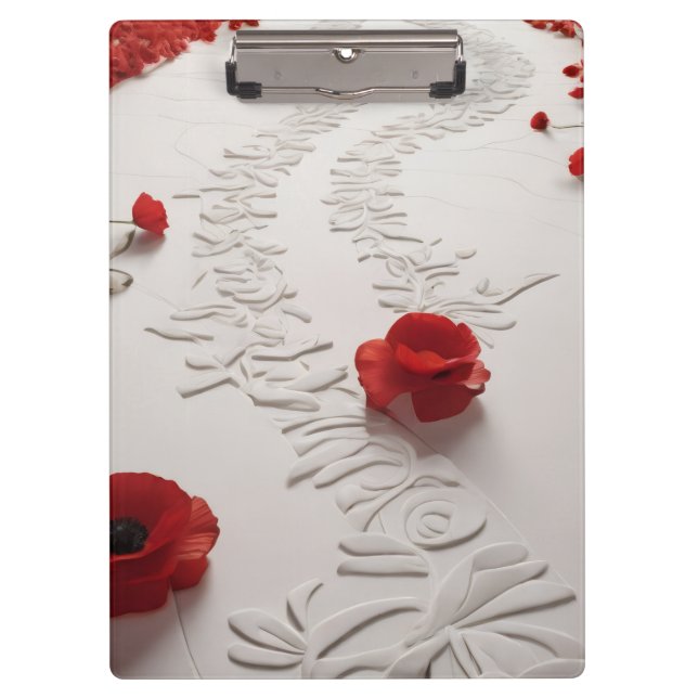Elegant Red Blossom Path Floral Art Clipboard (Front)