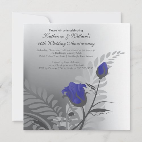 Elegant Red Blue Anniversary Invitation