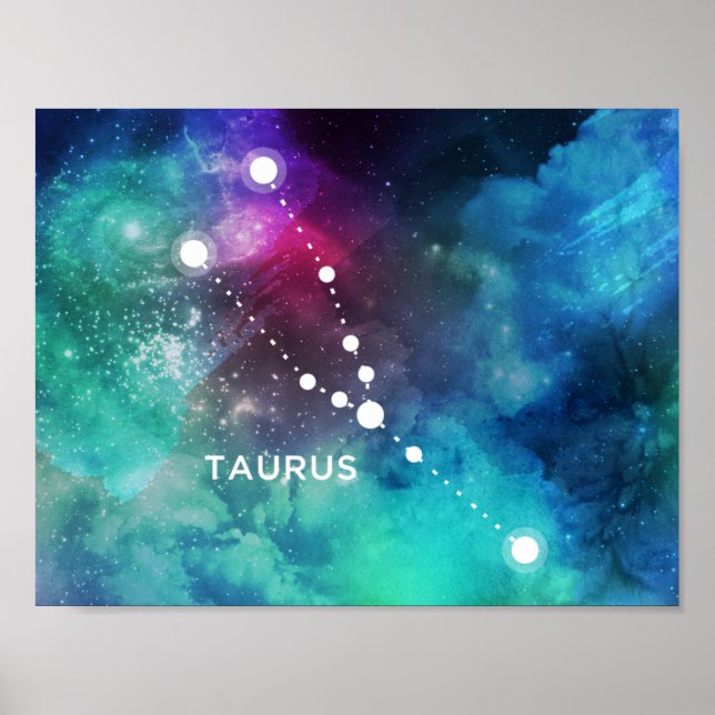 Elegant Red Blue Watercolor Nebula Taurus Poster (Front)