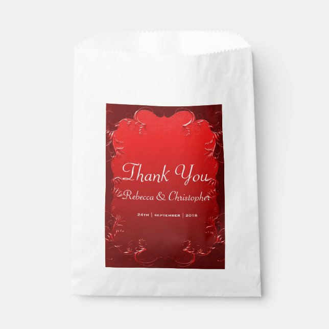 Elegant Red Blue Wedding Thank You Favor Bag (Front)