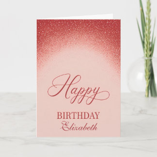 Elegant Red Blush Gradient Birthday Card