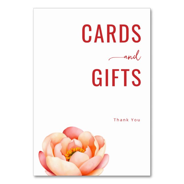 Elegant Red Botanical Floral Table Number (Front)