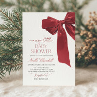 Elegant Red Bow Christmas Baby Shower