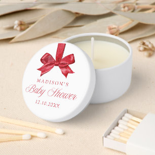 Elegant Red Bow Christmas Baby Shower Mini Candle Favors