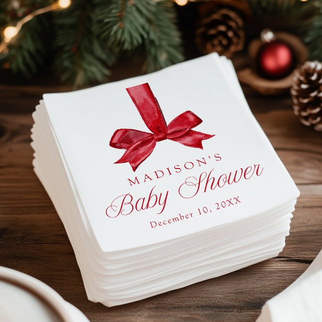 Elegant Red Bow Christmas Baby Shower Napkins (Creator Uploaded)