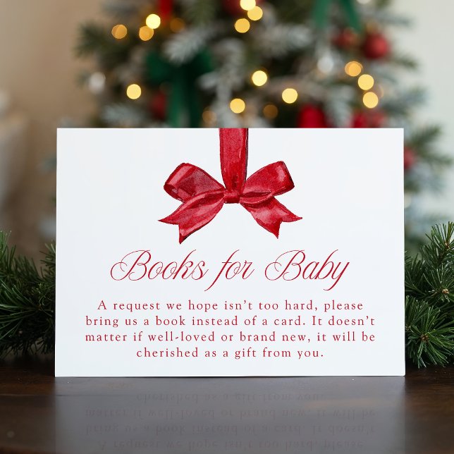 Elegant Red Bow Christmas Books For Baby Enclosure Card (Creator Uploaded)