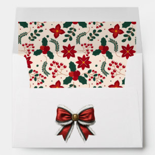 Elegant Red Bow Christmas Holiday Envelope