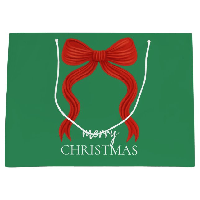 Elegant Red Bow Christmas Party -  Large Gift Bag (Front)