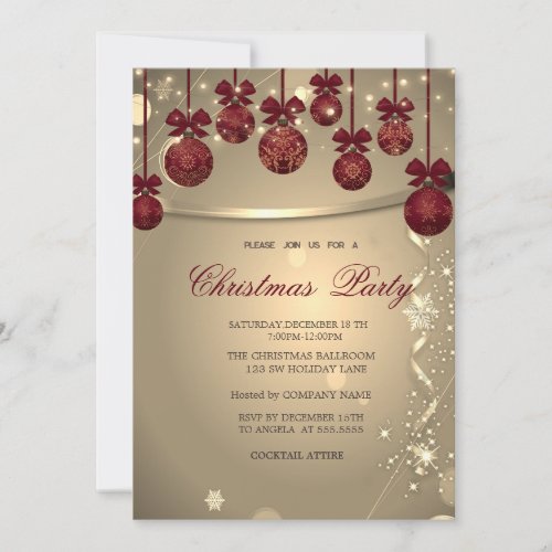 Elegant Red BowConfetti Company Christmas Party Invitation