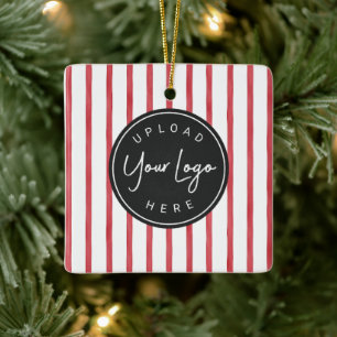 Elegant Red Bow Corporate Holiday Ceramic Ornament