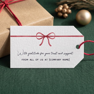 Elegant Red Bow Corporate Holiday Gift Tags