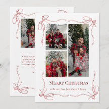 Elegant Red Bow Family Christmas Photo