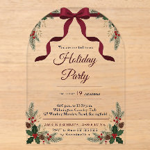 Elegant Red Bow Holly Pine Christmas Party