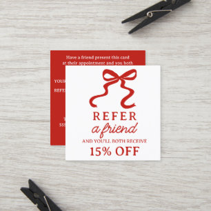 Elegant red bow square elegant referral card