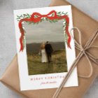 Elegant Red Bow with Greenery Photo Christmas